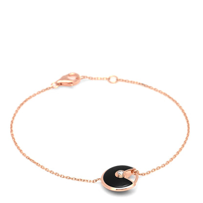 Cartier 18K Pink Gold Diamond Black Onyx Amulette de Cartier Bracelet 1 of 3