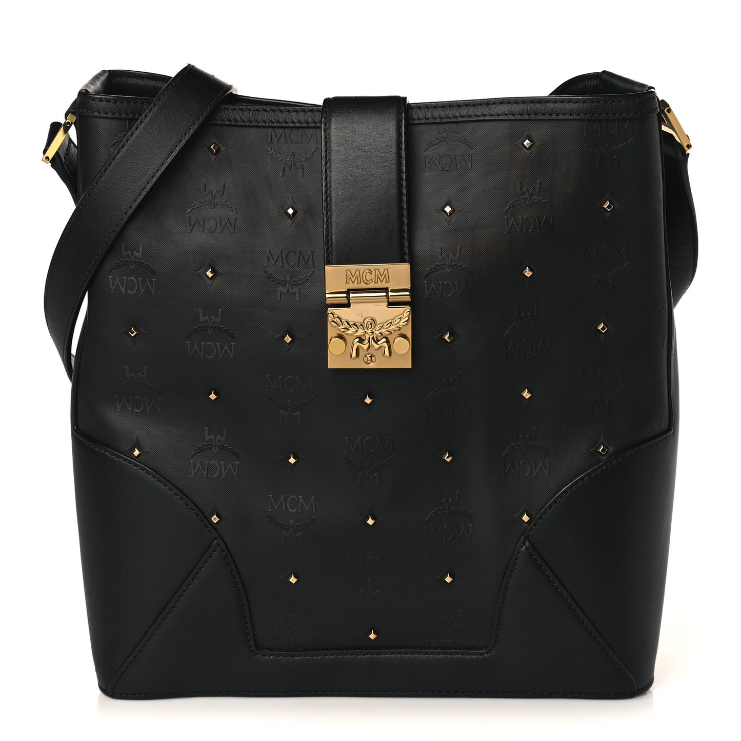 Coated Canvas Claudia Studs Crossbody Bag Black