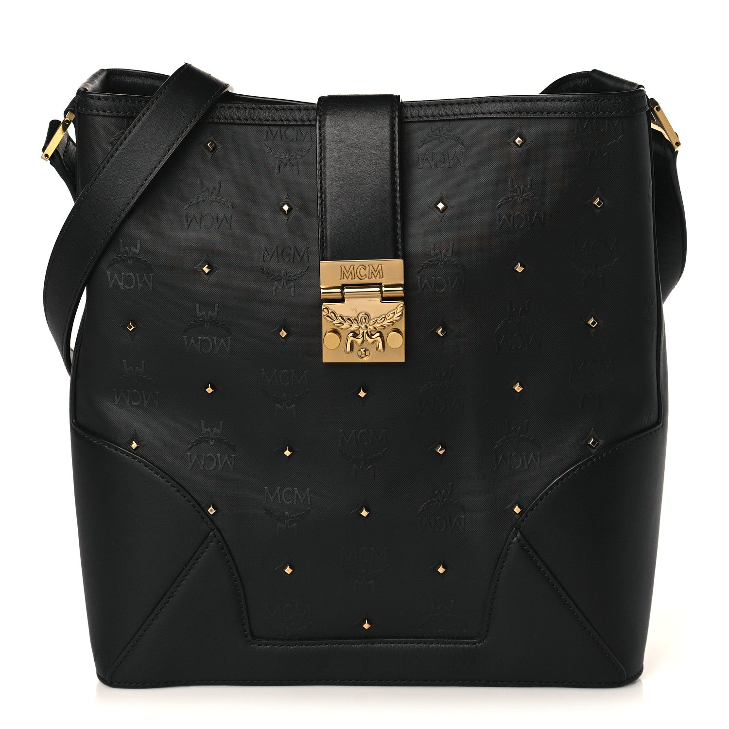 MCM Coated Canvas Claudia Studs Crossbody Bag Black 1 of 8