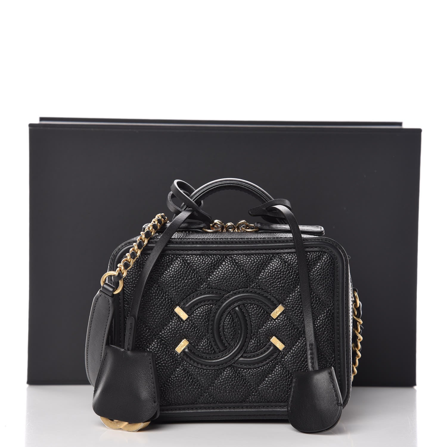 Chanel Caviar Quilted Small CC Filigree Vanity Case Black 10 of 10