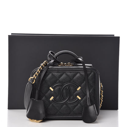 Chanel Caviar Quilted Small CC Filigree Vanity Case Black 10 of 10