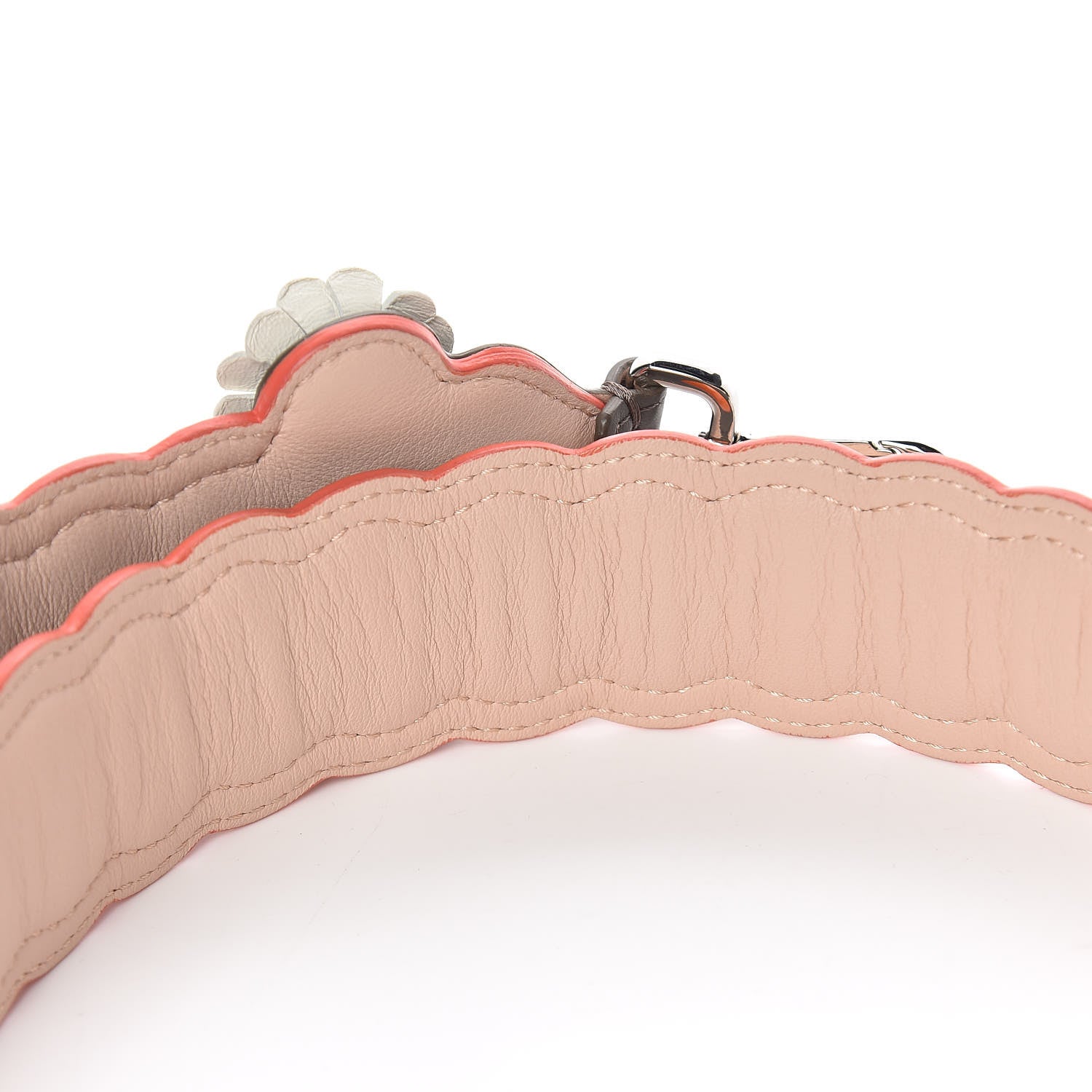 Fendi Vitello Dolce Nappa Hypnoteyes Bi-Color Scalloped Spike Studded Strap You Carbone Plaster White Multicolor 7 of 7