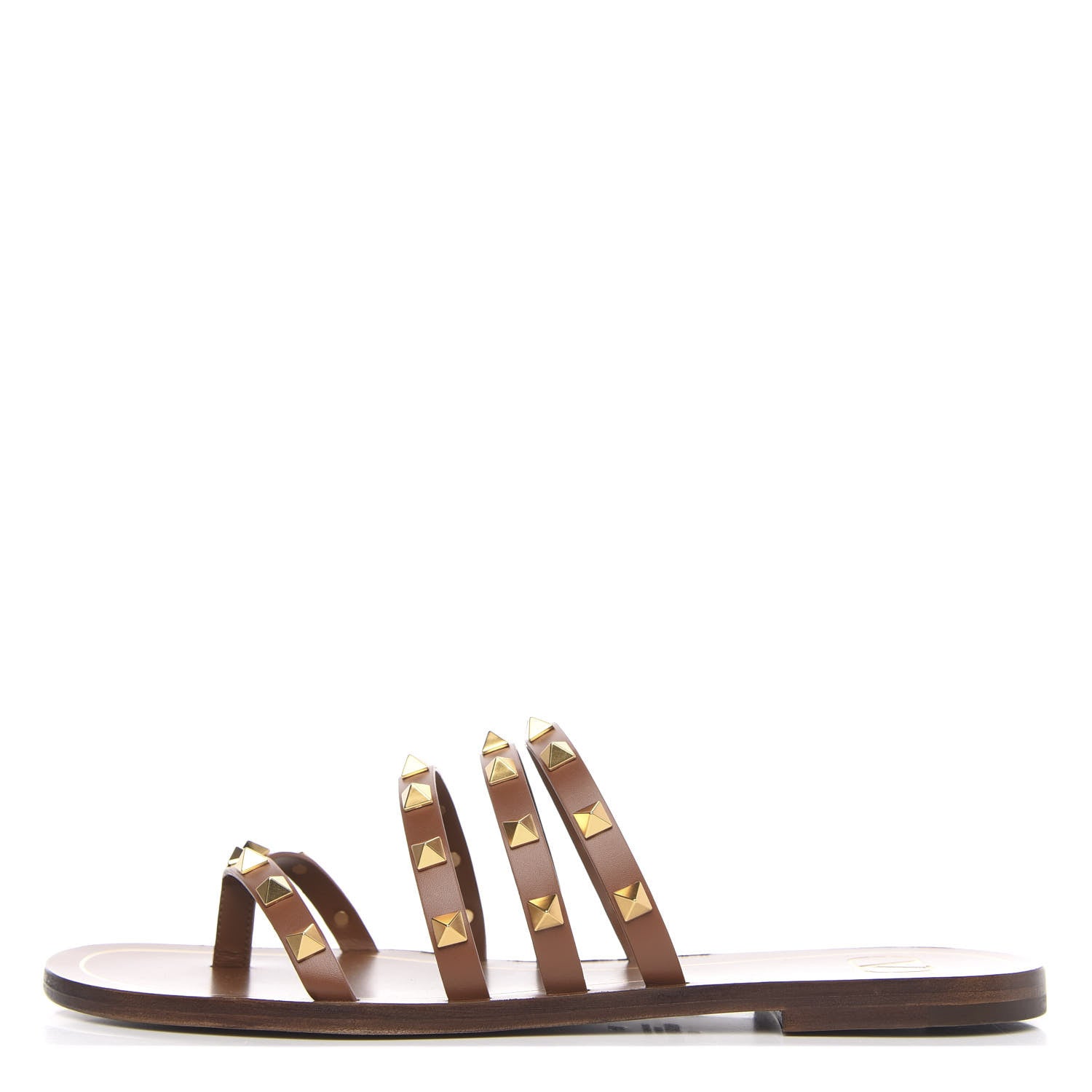 Valentino Garavani Calfskin Rockstud Flair Flat Thong Sandals 40 Selleria 1 of 8