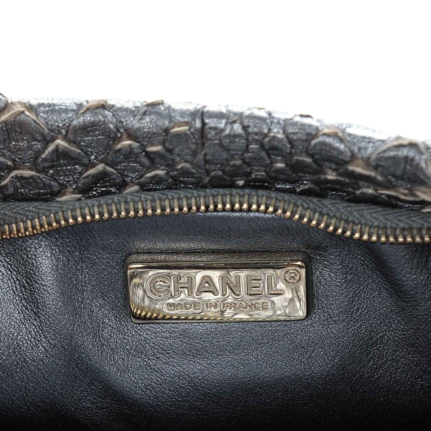 Chanel Metallic Python Crystal Paris Bombay Clutch Silver 6 of 7