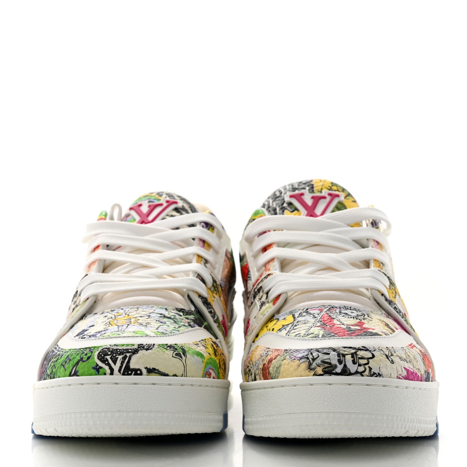 Louis Vuitton Calfskin Monogram #54 Comic Mens Sneakers 5.5 White Green 2 of 9