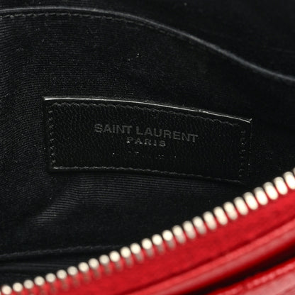 Saint Laurent Grain De Poudre Chevron Monogram Bill Pouch Rouge Eros 6 of 6