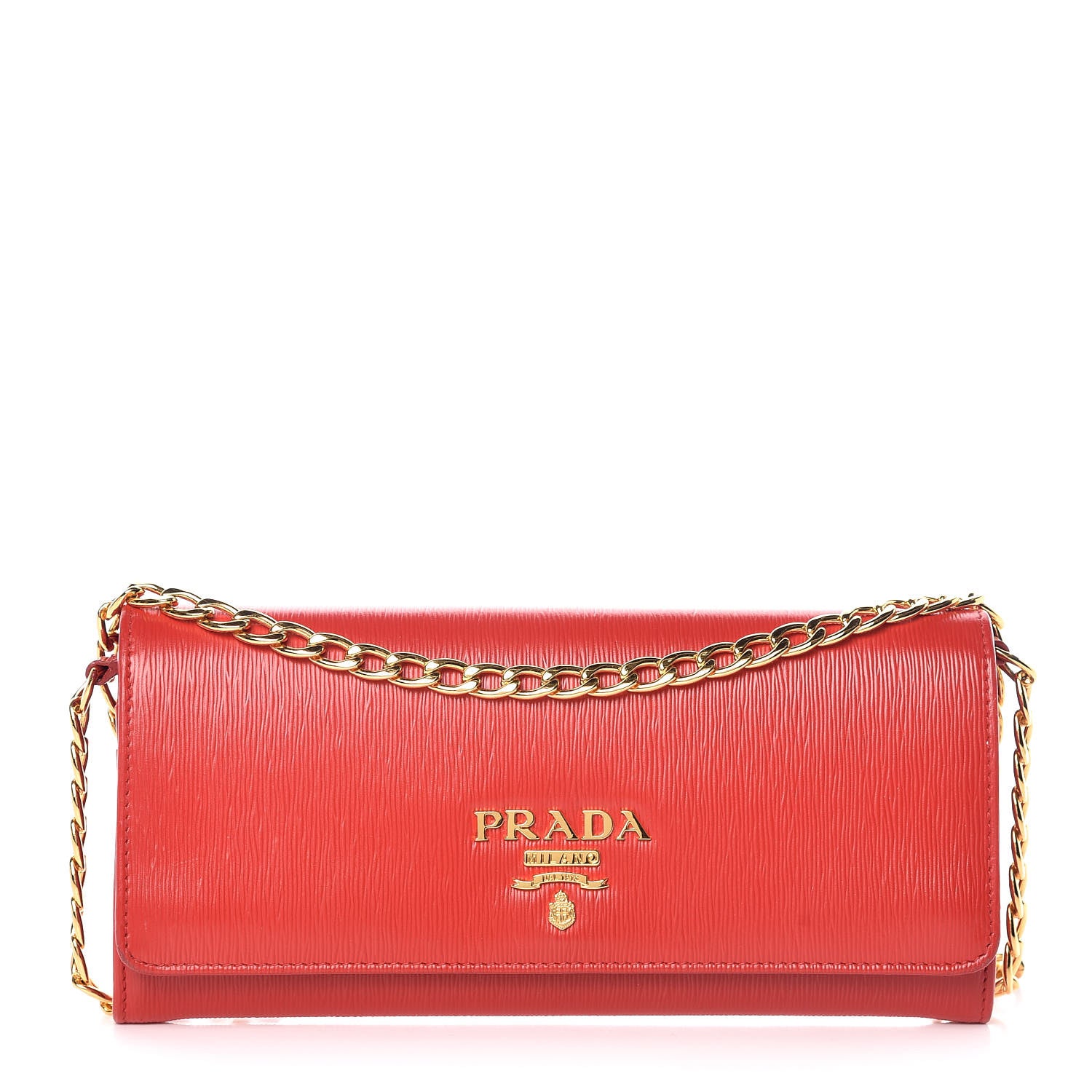 Prada Vitello Move Metal Oro Chain Wallet Lacca 1 of 12