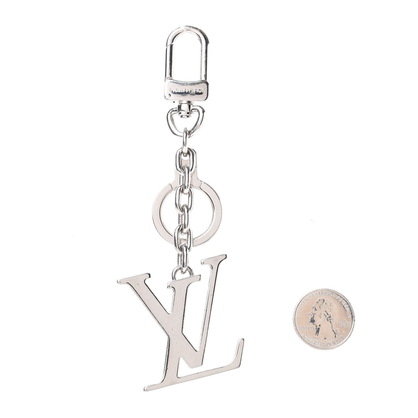LV Facettes Bag Charm Key Holder Silver