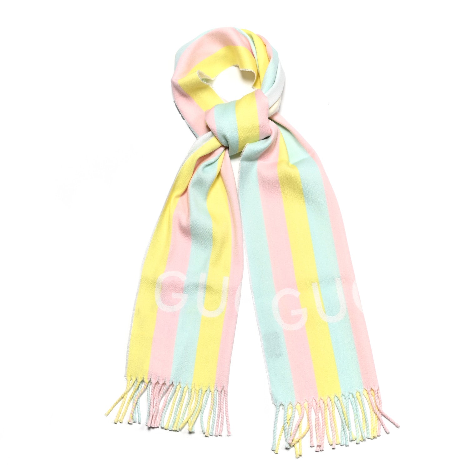 Gucci Wool Cotton Jacquard Magmadera Striped Scarf Pastel Multicolor 1 of 5