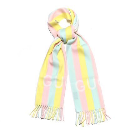 Gucci Wool Cotton Jacquard Magmadera Striped Scarf Pastel Multicolor 1 of 5