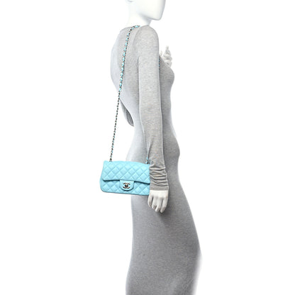 Chanel Lambskin Quilted Mini Rectangular Flap Neon Blue 2 of 11