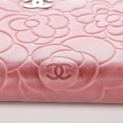 Chanel Lambskin Camellia Embossed Zip Around Large Gusset Wallet Pink 7 of 15