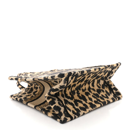 Christian Dior Canvas Mizza Embroidered Small Leopard Book Tote Beige 4 of 10