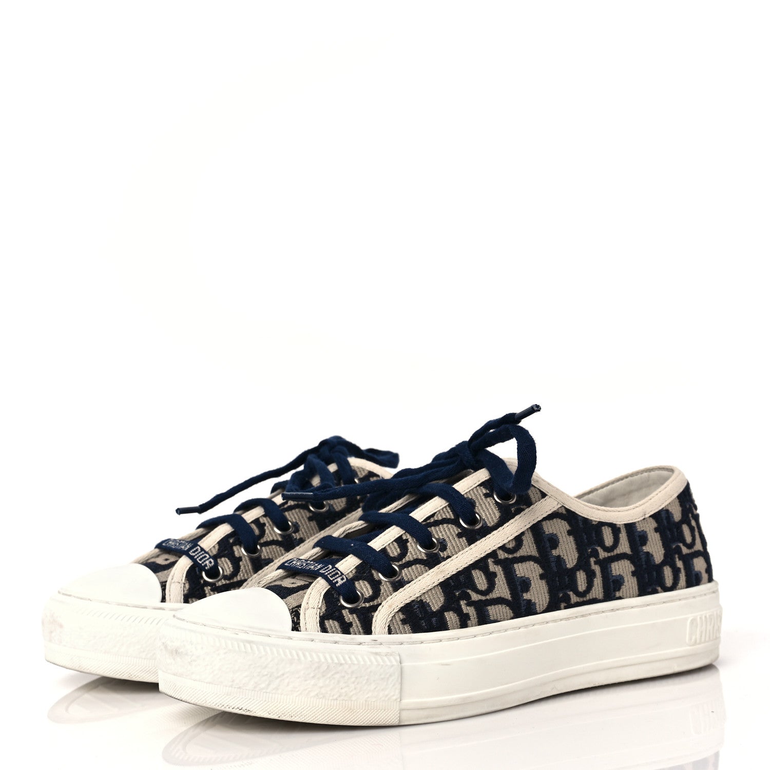 Christian Dior Canvas Oblique Walk'N'Dior Low Top Sneakers 36 Deep Blue 3 of 11