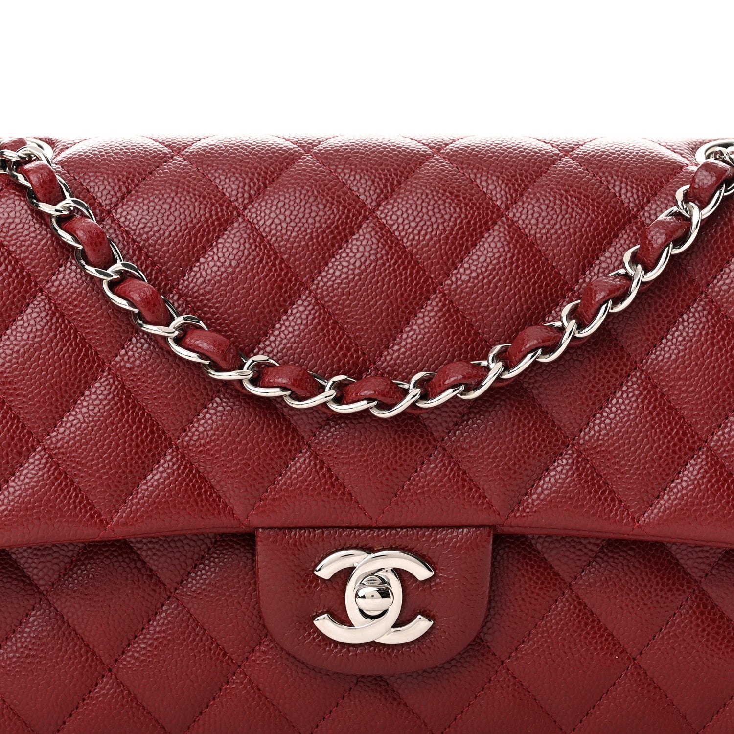 Chanel Caviar Quilted Medium Double Flap Dark Red 8 of 10