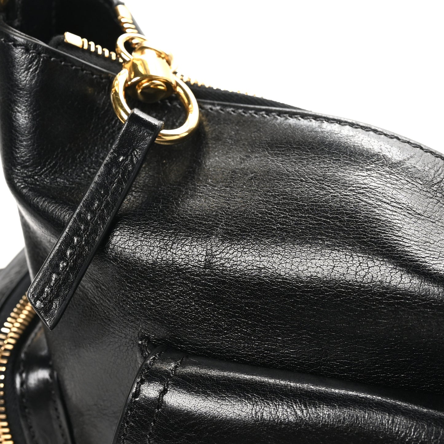 Shiny Calfskin Medium Double Carry Camera Bag Black