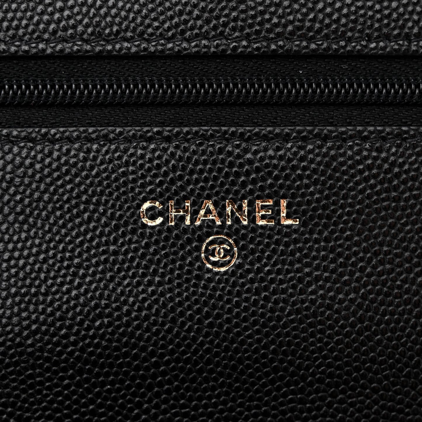 Caviar Quilted Perforated Metal CC Wallet On Chain WOC Black