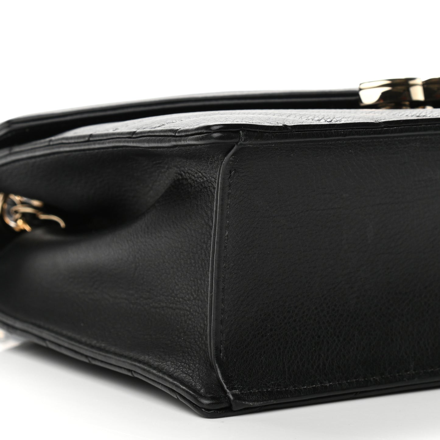 Calfskin Quilted Chevron Small Single Flap Black