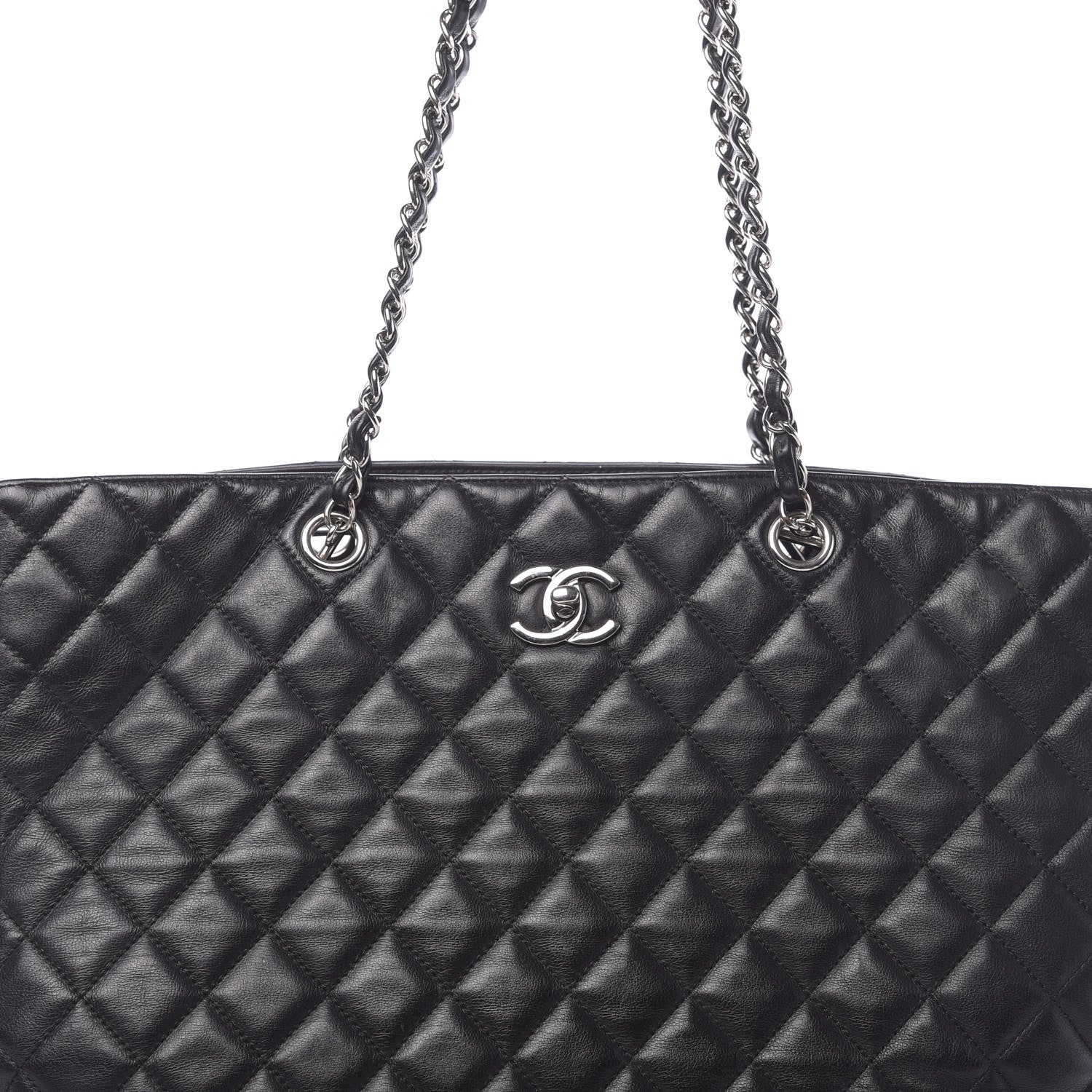 Chanel Calfskin Quilted Large CC Shopping Tote Black 15 of 16