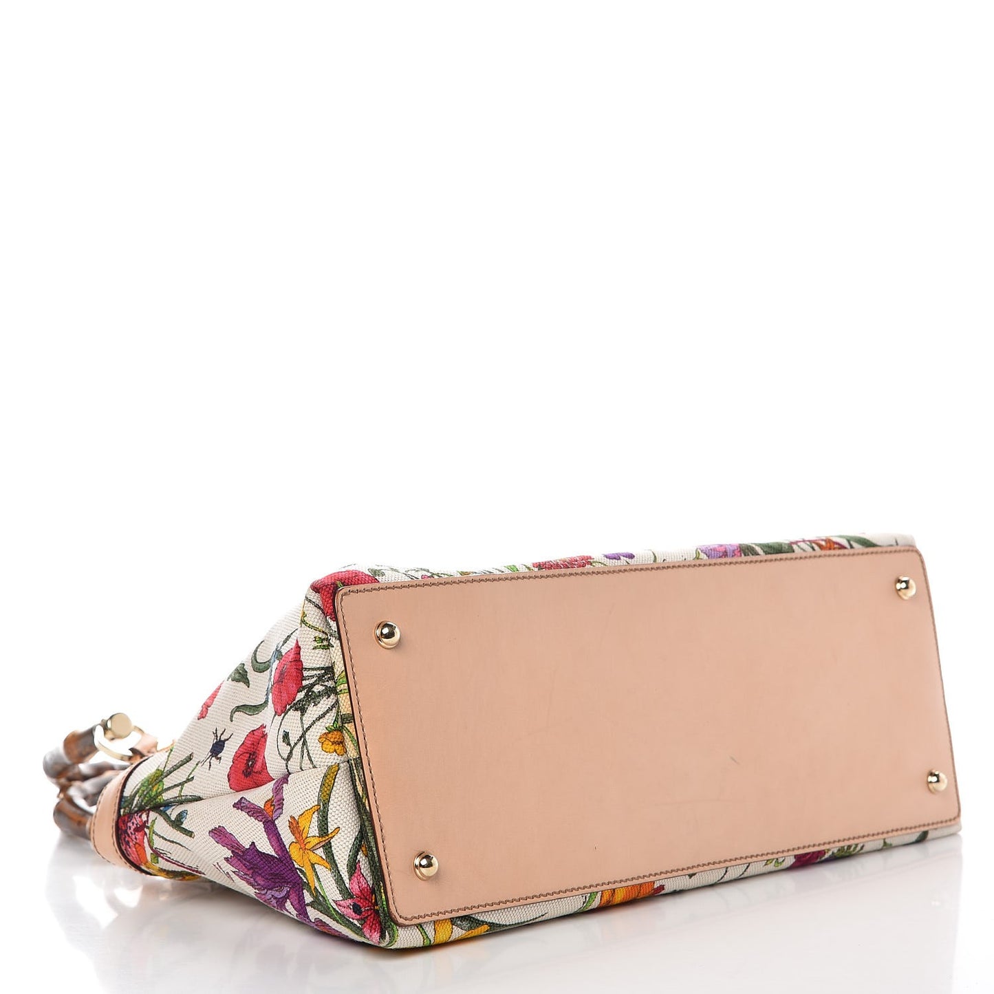 Canvas Floral Flora Bamboo Handle Bag