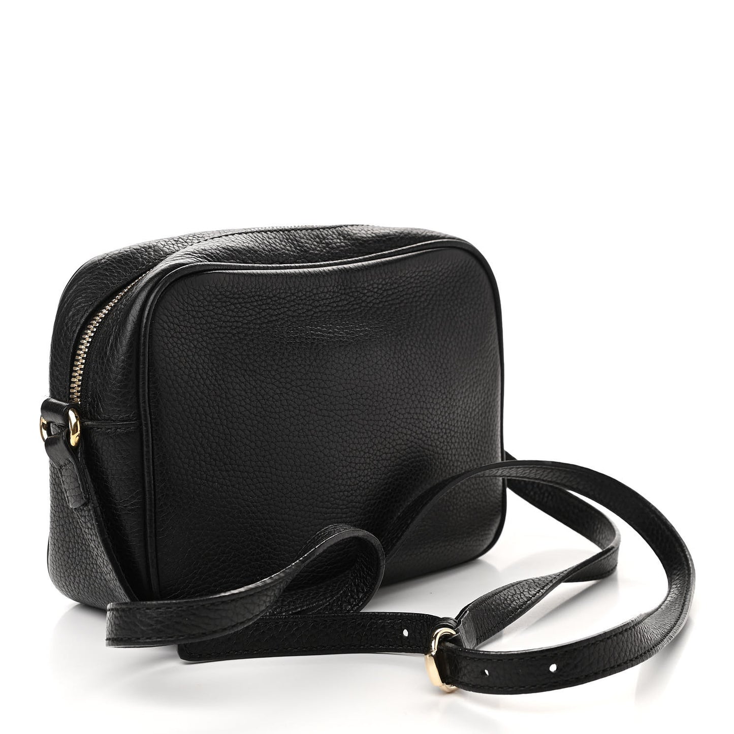 Pebbled Calfskin Small Soho Disco Bag Black