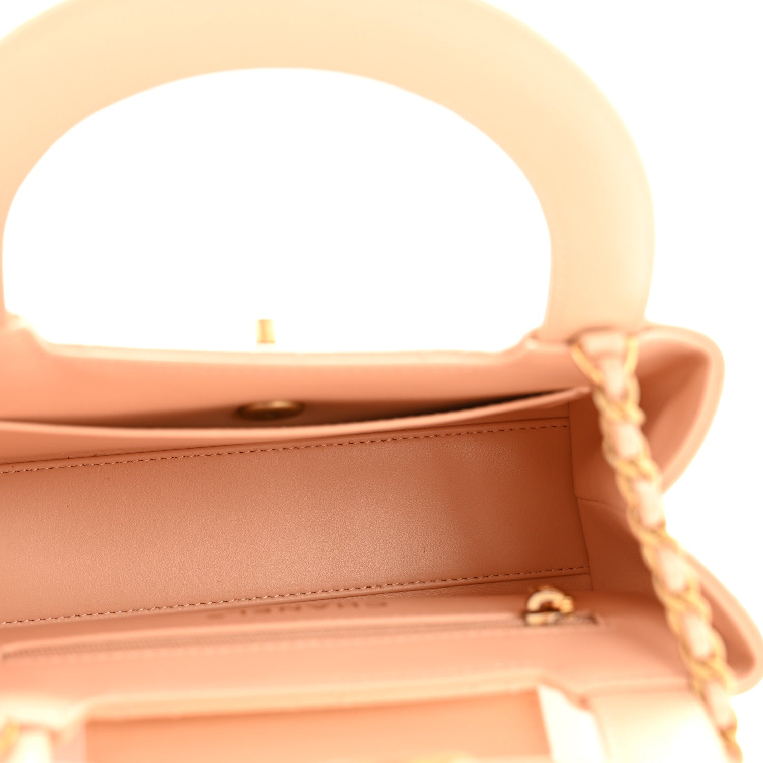 Chanel Shiny Aged Calfskin Quilted Nano Kelly Shopper Beige 5 of 10