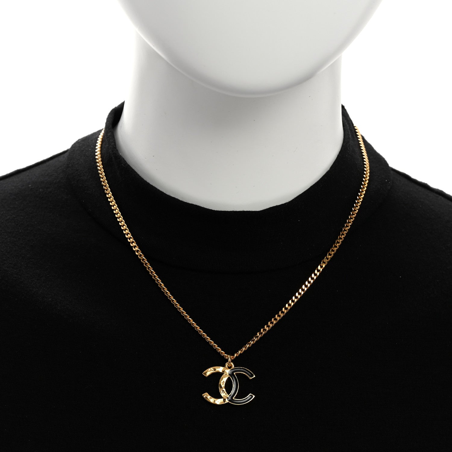 Chanel Metal Enamel CC Chain Necklace Pendant Gold Black 2 of 6
