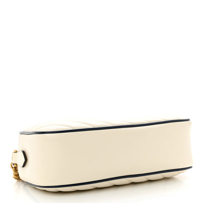 Gucci Vintage Effect Calfskin Matelasse Diagonal Small Torchon GG Marmont Chain Shoulder Bag Mystic White Blue Agata 4 of 12