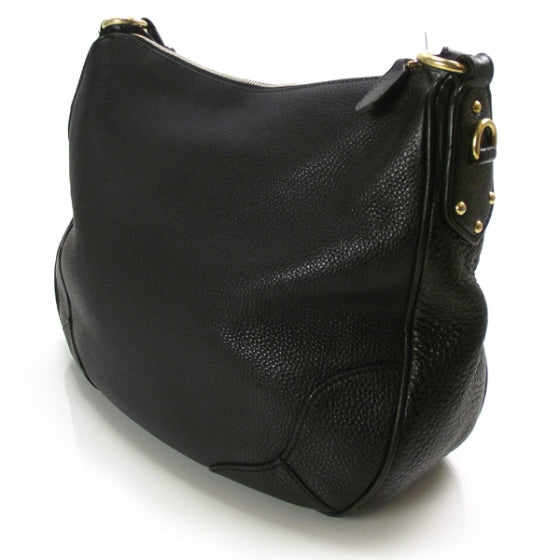 Vitello Daino Shoulder Bag Black
