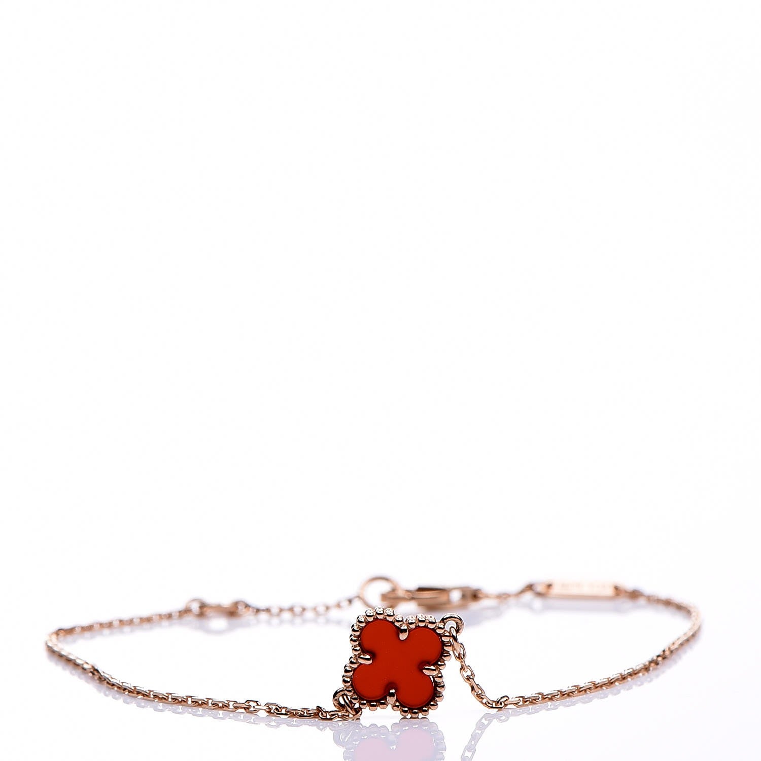 Van Cleef & Arpels 18K Rose Gold Carnelian Sweet Alhambra Bracelet 1 of 7