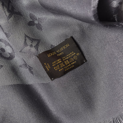 Louis Vuitton Silk Lurex Wool Monogram Shine Shawl Charcoal Grey 3 of 3