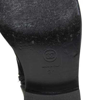 Chanel Calfskin Lace Up Combat Boots 37 Black 11 of 13