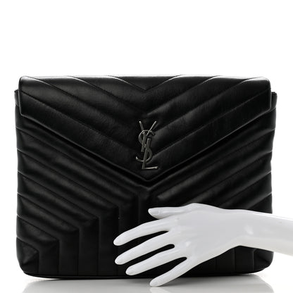 Saint Laurent Calfskin Y Quilted Monogram Loulou Document Holder Black 3 of 25