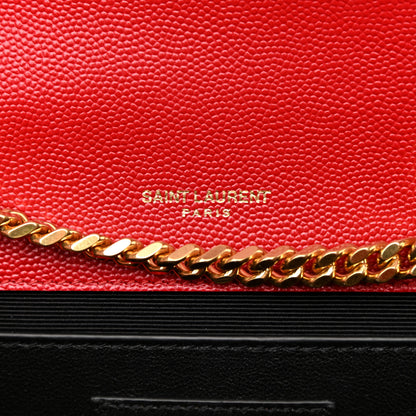 Saint Laurent Grain De Poudre Medium Monogram Kate Satchel Red 6 of 10