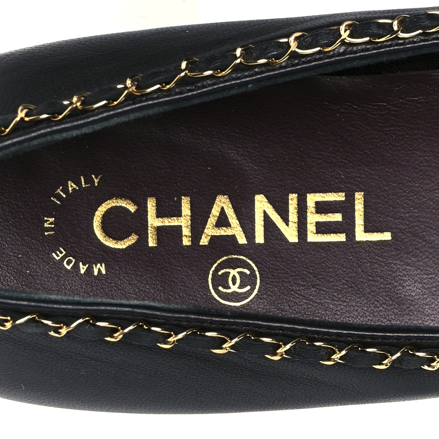 Chanel Lambskin Patent Cap Toe Chain Around Ballerina Flats 39.5 Black 7 of 10
