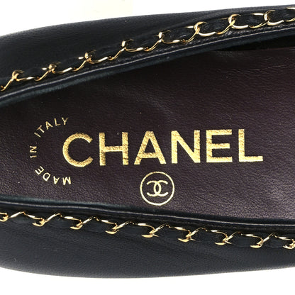 Chanel Lambskin Patent Cap Toe Chain Around Ballerina Flats 39.5 Black 7 of 10