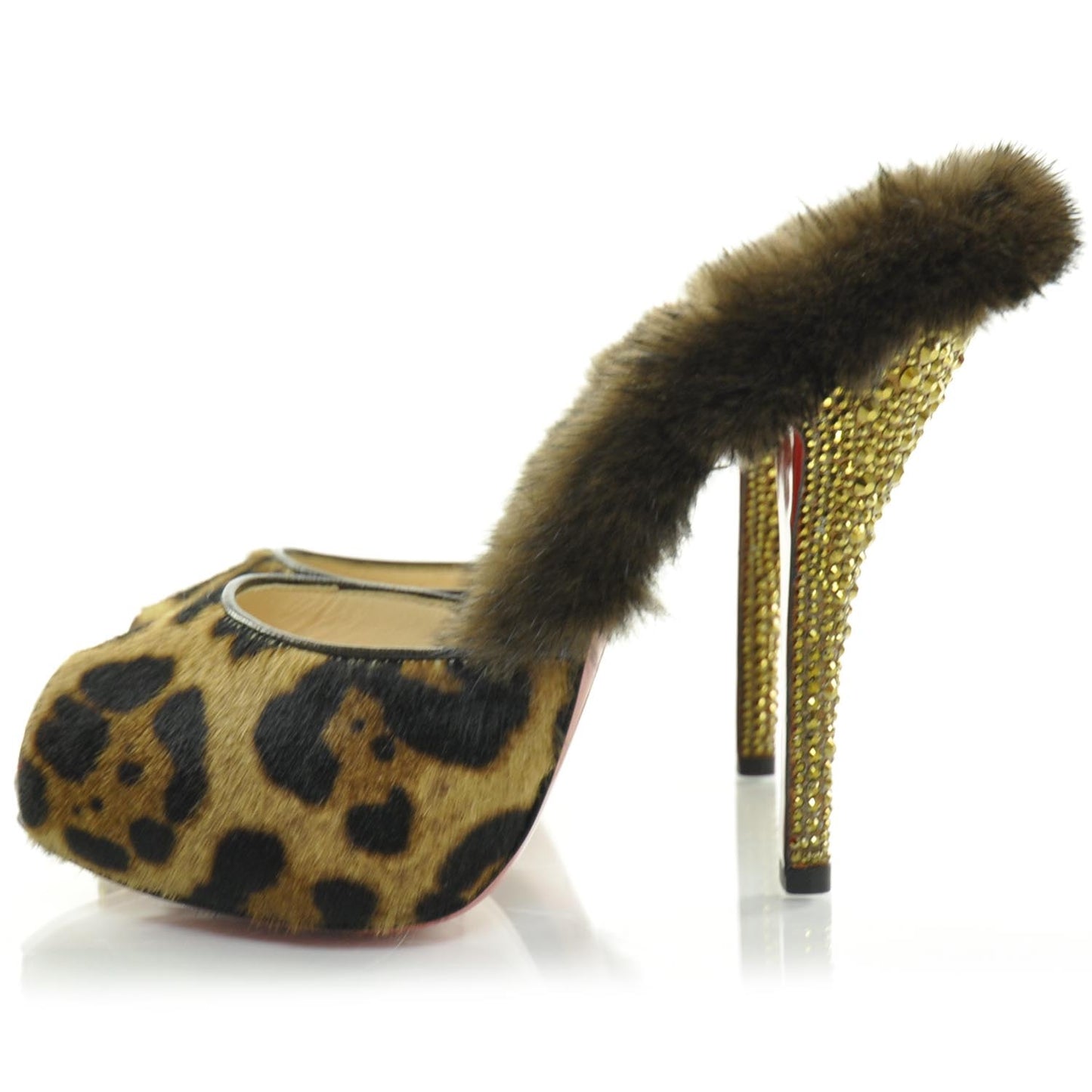 Pony Hair Leopard Swarovski Crystal Nutria 120 Pumps 35.5