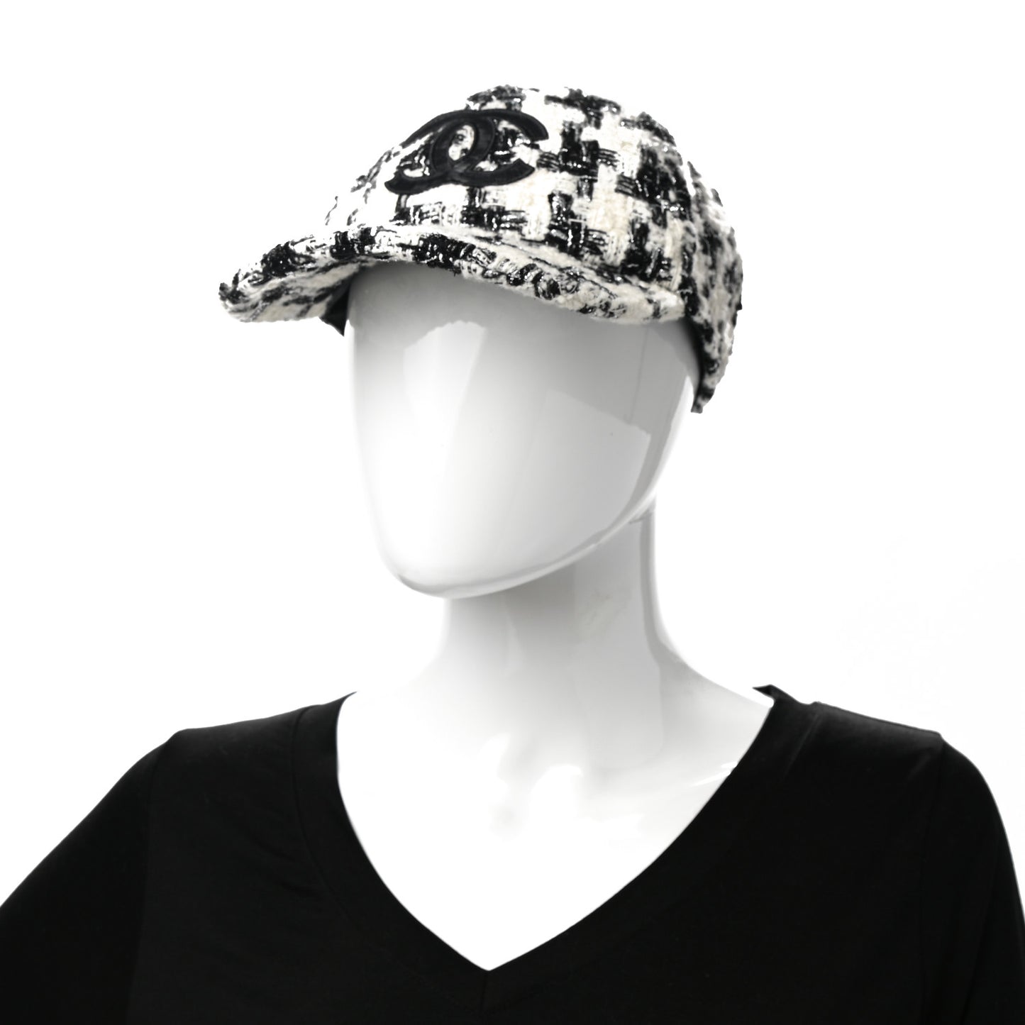 Tweed CC Cap Hat L Black White