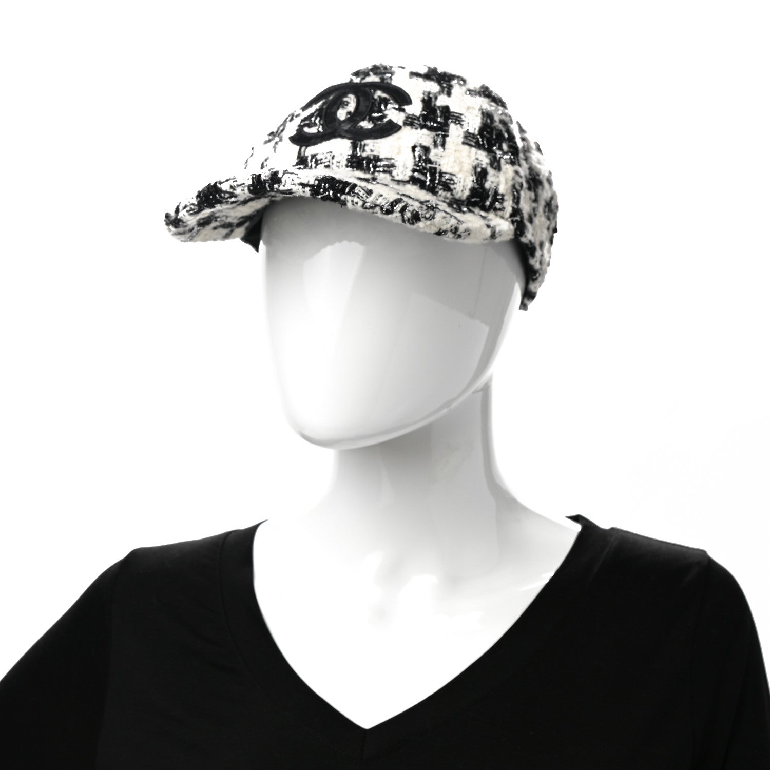Chanel Tweed CC Cap Hat L Black White 2 of 7
