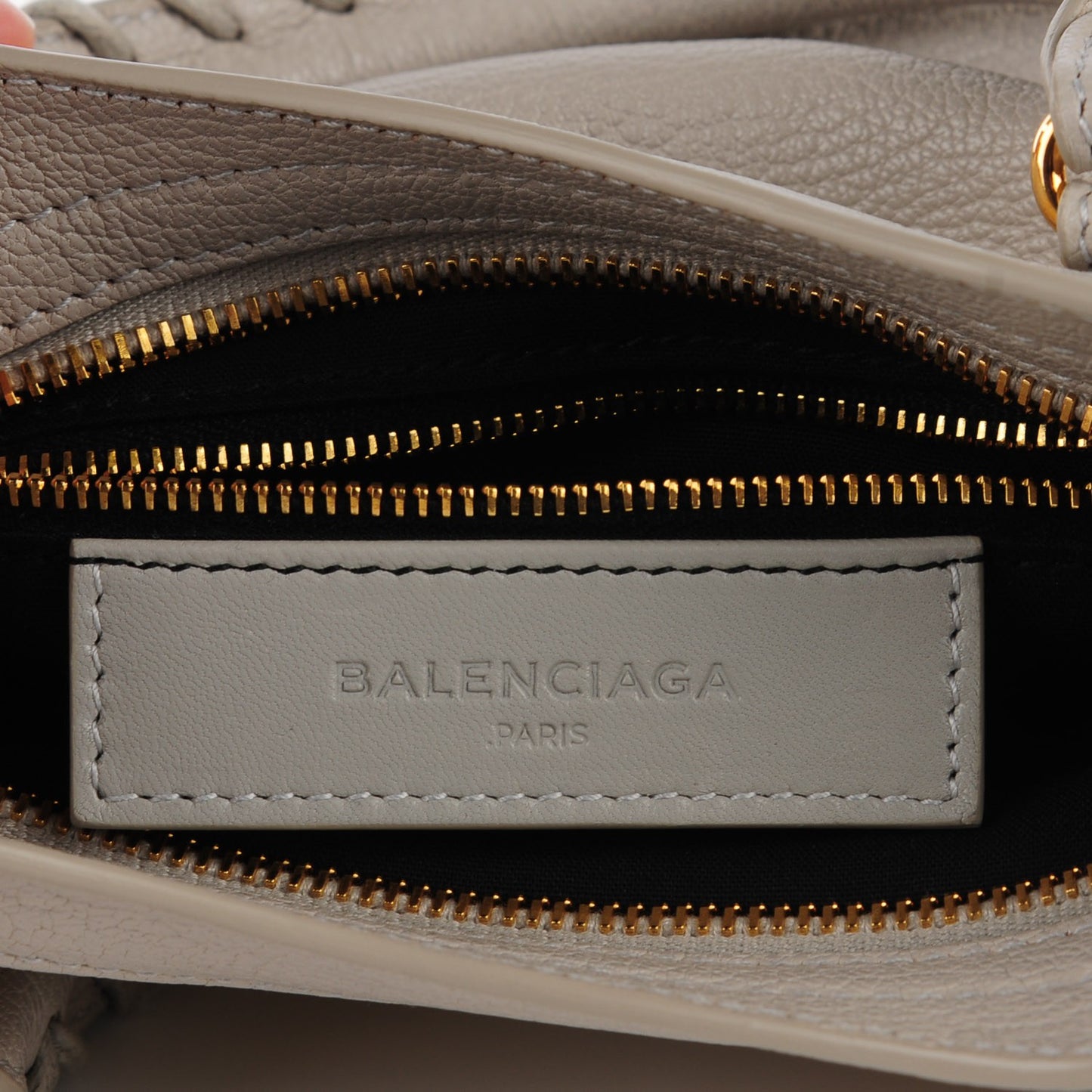 Chevre Gold Metallic Edge Hardware Mini City Gris Clair Gris Perle