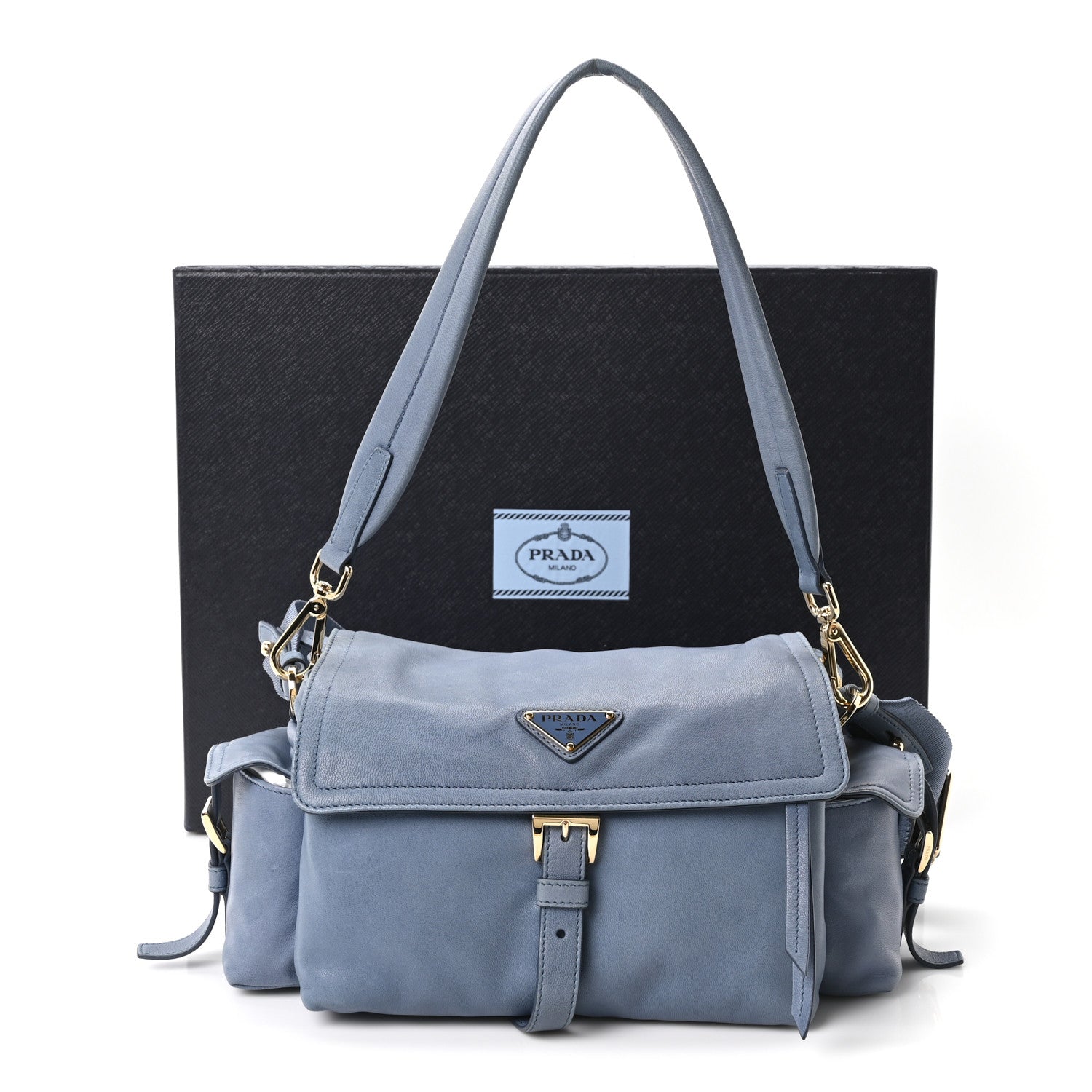 Prada Nappa Medium Explore Shoulder Bag Aviation Blue 10 of 10