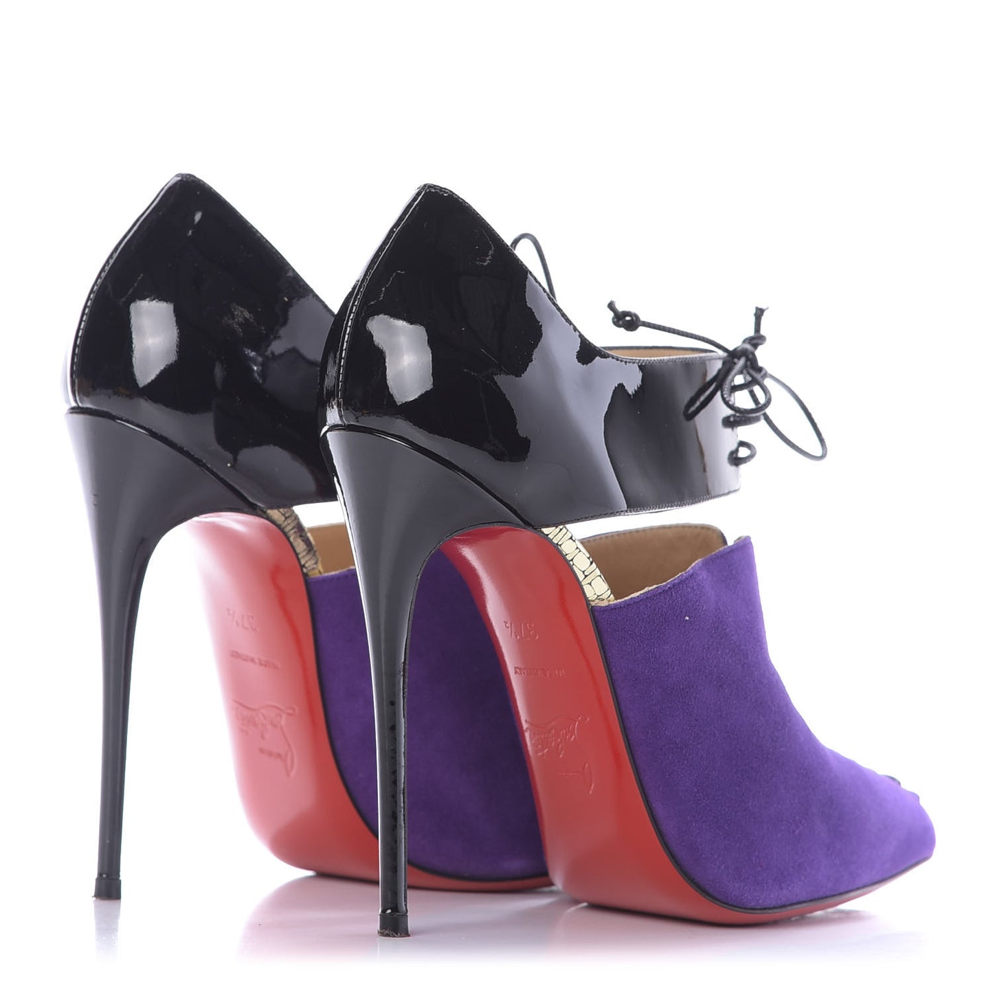 Patent Suede Kid Corsita 120 Ankle Boots 37.5 Violet Black