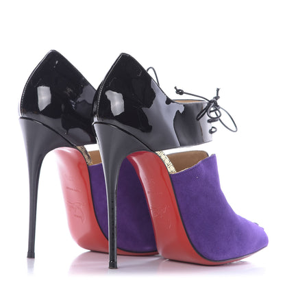 Christian Louboutin Patent Suede Kid Corsita 120 Ankle Boots 37.5 Violet Black 4 of 11