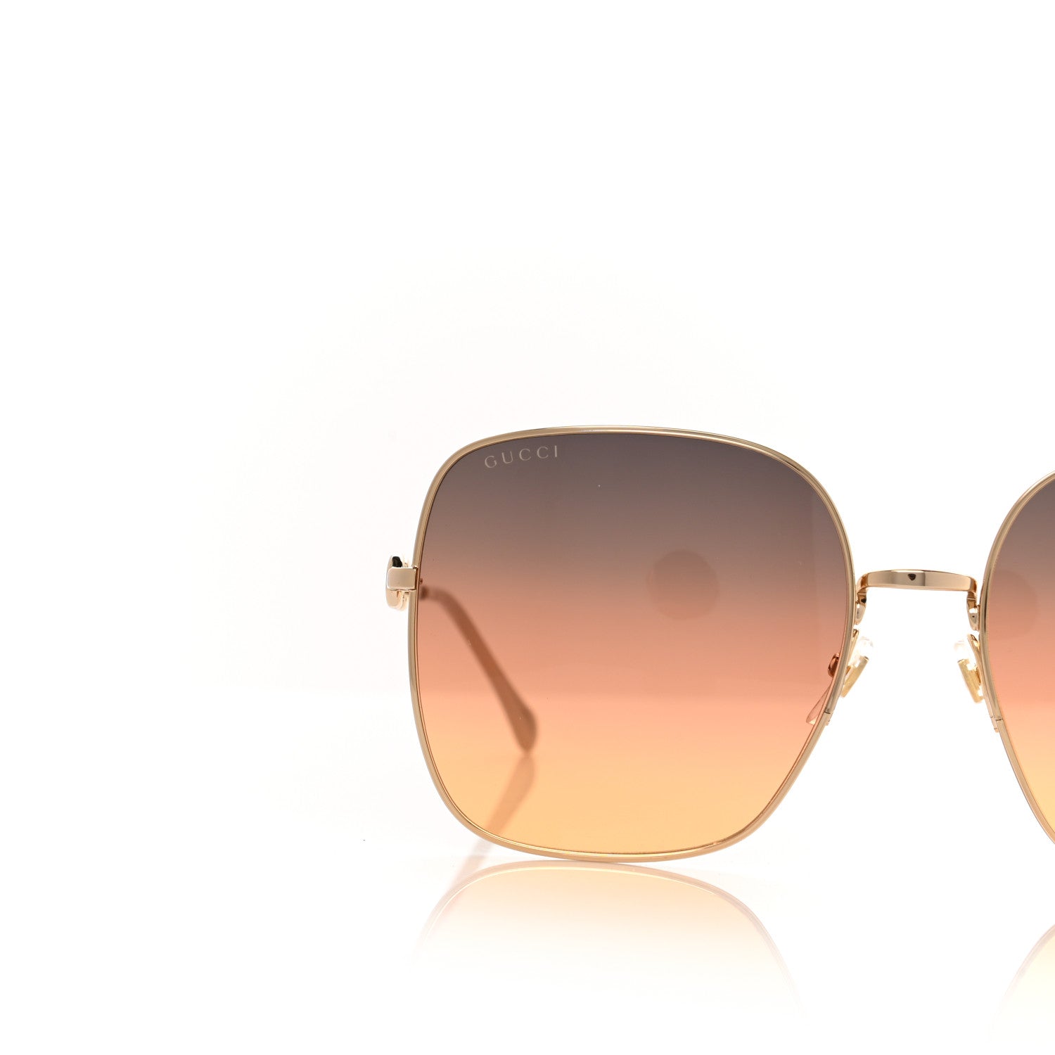 Gucci Metal Horsebit Square Frame Sunglasses GG0879S Gold 7 of 8