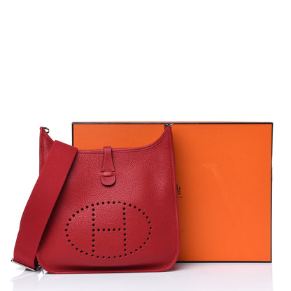 Hermes Taurillon Clemence Evelyne III PM Rouge Casaque 12 of 12