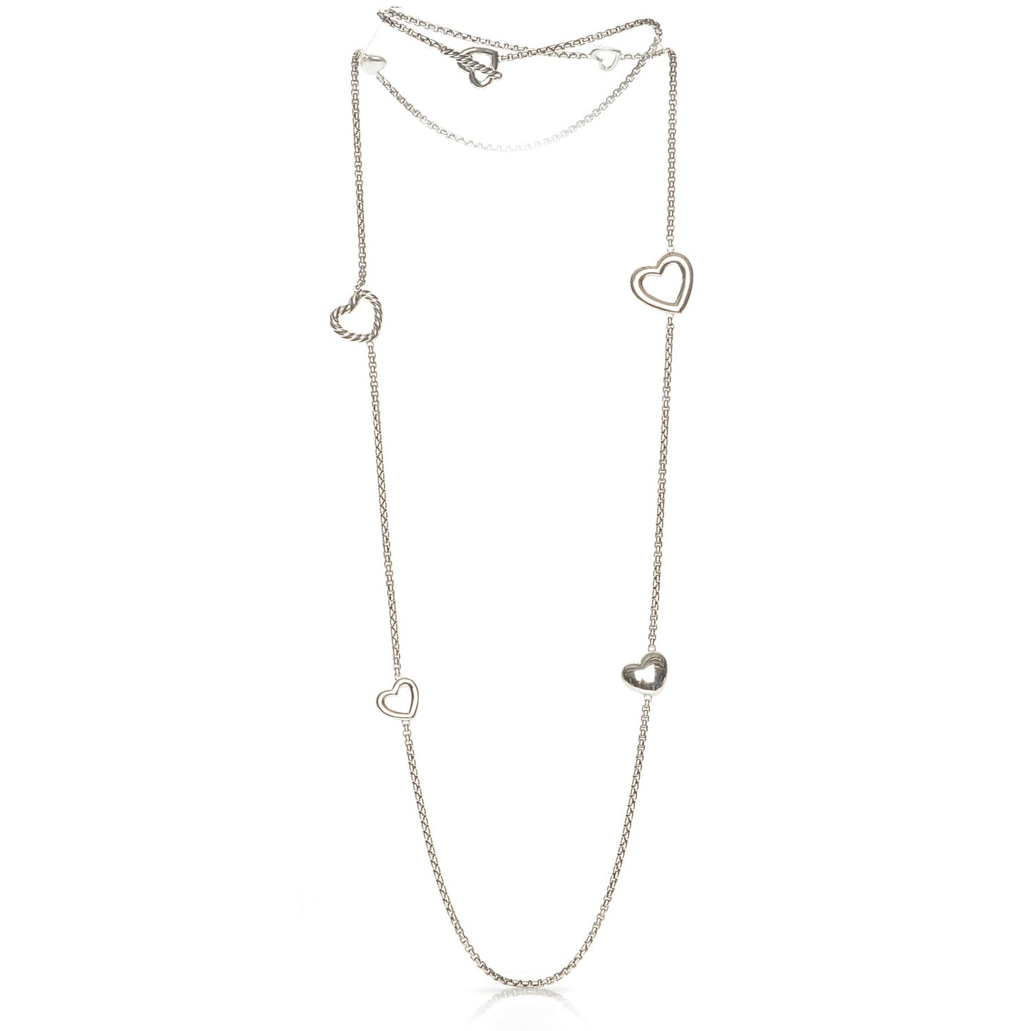 Sterling Silver Cable Heart Chain Necklace
