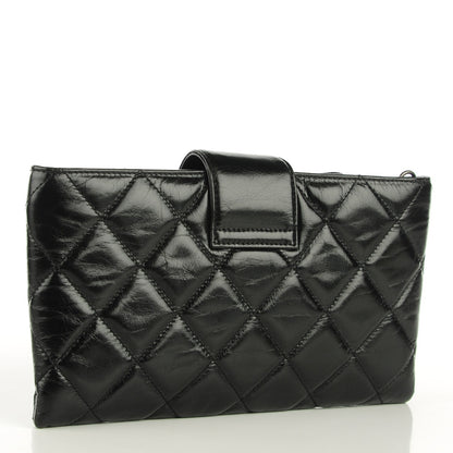 Chanel Glazed Calfskin Quilted Coco Pleats Chain Clutch Black 3 of 7