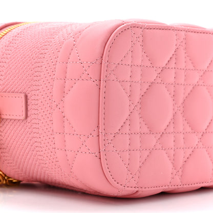 Christian Dior CHRISTIAN DIOR Lambskin Cannage Small Diortravel Vanity Case Pink 10 of 10