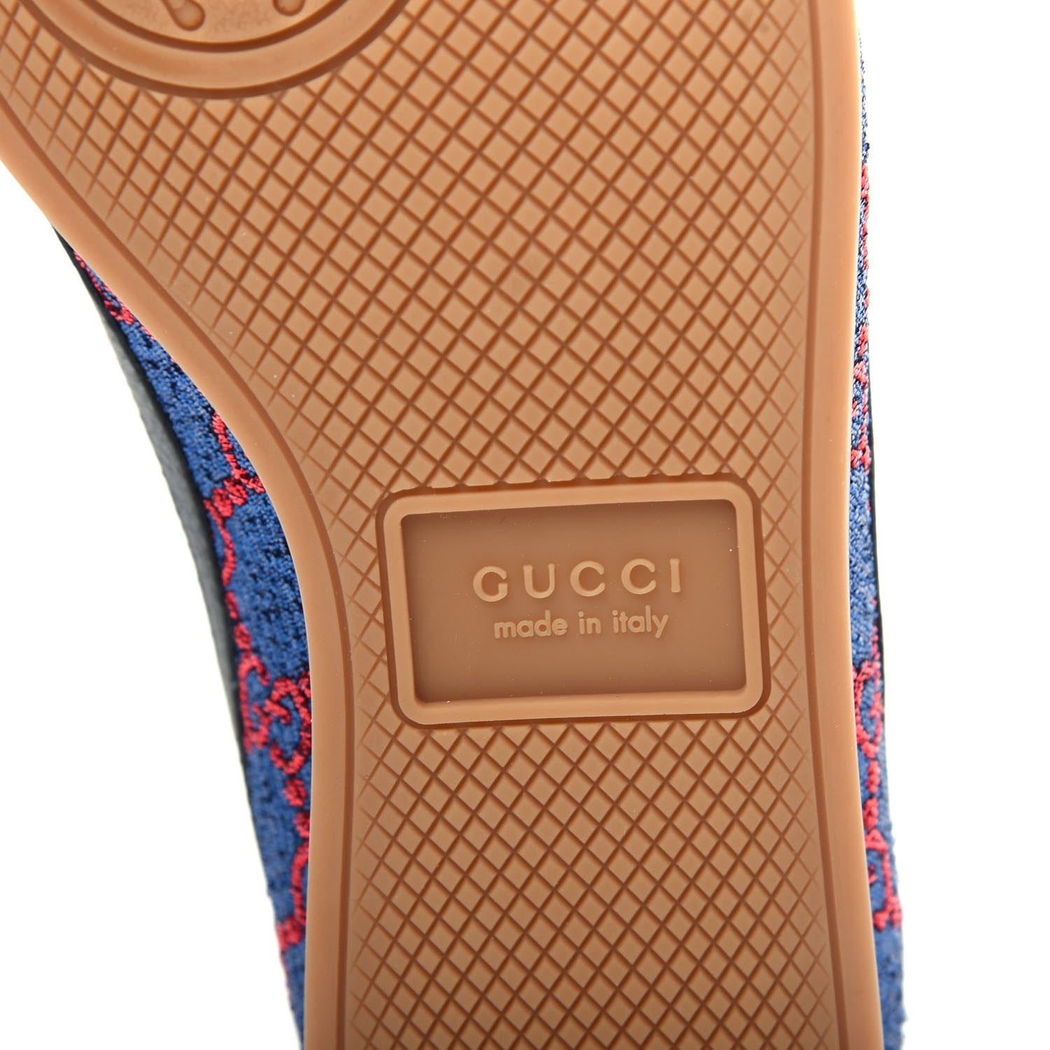Gucci Lurex Calfskin Web GG Monogram Womens Falacer Sneakers 35.5 Iridescent Blue Iridescent Red Silver 10 of 11
