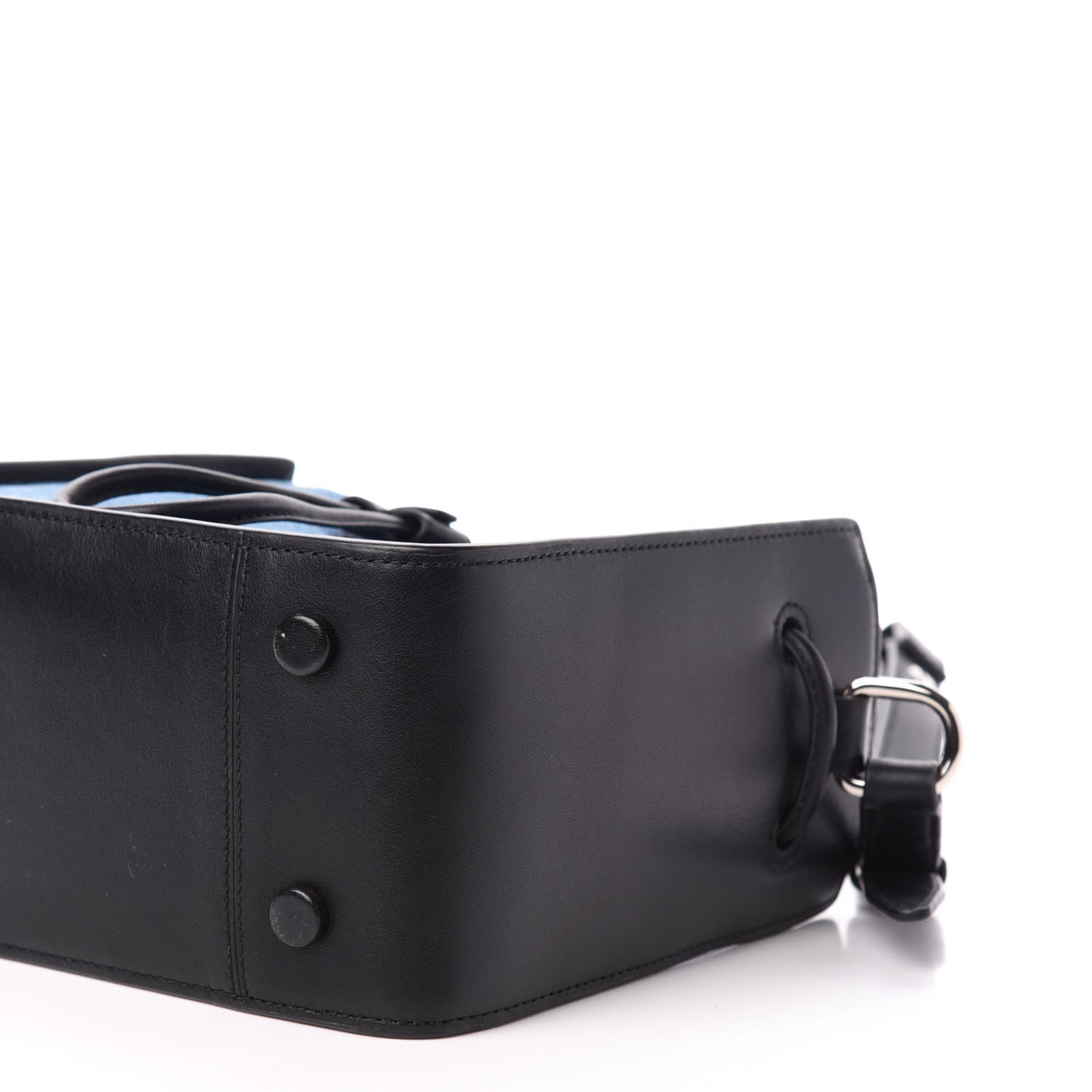 3.1 Denim Smooth Calfskin Mini Soleil Bucket Bag Blue Black